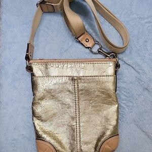 Coach Gold and Tan Crossbody Bag